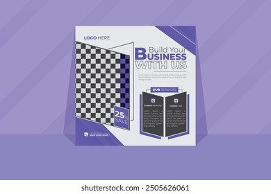 Business  social media post templates on blue and white background.