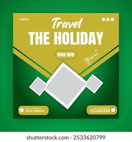 Business social media post and travel holiday or tour ad design template