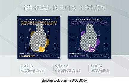 Business Social Media Post, Webinar Social Media Template Collection. Modern Banner, Creative Digital Marketing Design. Square Flyer Template With Editable, Instagram Post Story Web Banner.