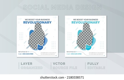 Business Social Media Post, Webinar Social Media Template Collection. Modern Banner, Creative Digital Marketing Design. Square Flyer Template With Editable, Instagram Post Story Web Banner.