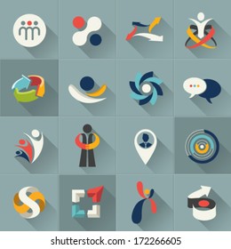 Business Social Relationship People And Communication Web Icons Set And Vector Logos