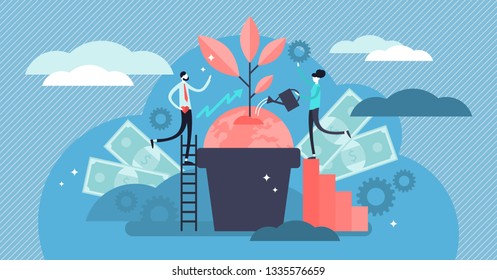 Business social responsibility vector illustration. Flat tiny ethical and honest persons concept. Symbolic corporate strategy for sustainable and fair rights organization management or CSR teamwork.