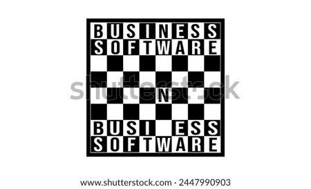 business software emblem, black isolated silhouette