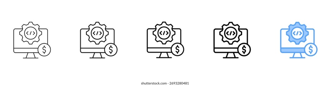 Conjunto de Colección de contorno de estilo diferente de icono de software de negocios