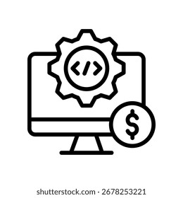 Ilustración vectorial de línea de iconos de software de negocios