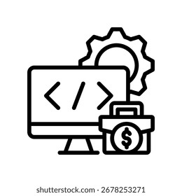 Ilustración vectorial de línea de iconos de software de negocios