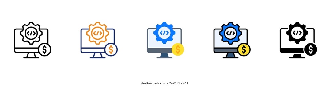 Icono de software de negocios Ilustración vectorial de estilos múltiples