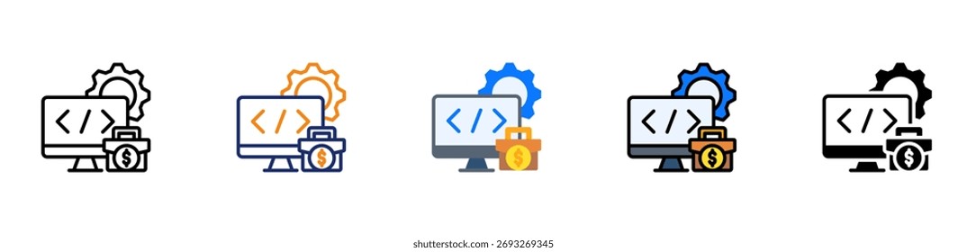 Icono de software de negocios Ilustración vectorial de estilos múltiples