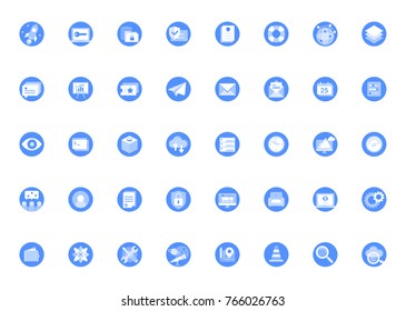 Business, Software Technology blue icon set