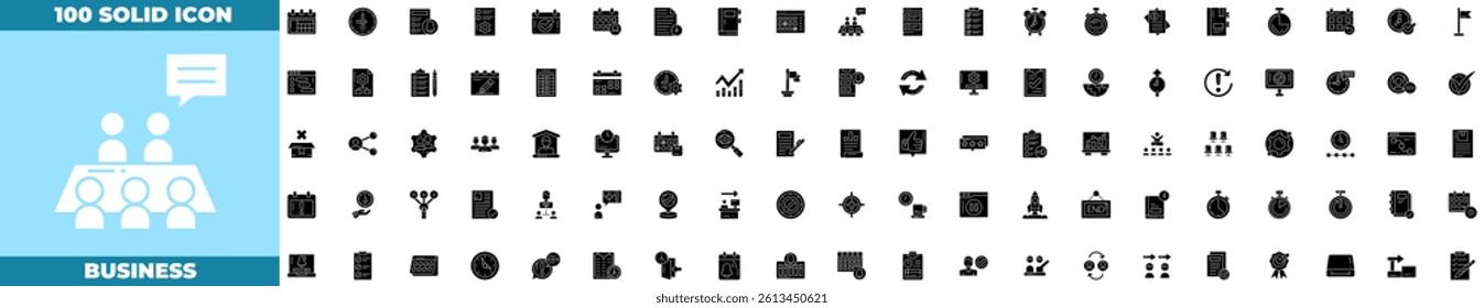 Business Solid Editable Icons set. Vector illustration in modern thin solid style of business icons: market, corporate, company, etc