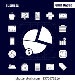 Business  Solid Glyph Icons Set For Infographics, Mobile UX/UI Kit And Print Design. Include: Network, Internet, Sharing, Networking, Monitor, Collection Modern Infographic Logo and Pictogram. - Vecto