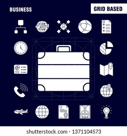 Business  Solid Glyph Icons Set For Infographics, Mobile UX/UI Kit And Print Design. Include: Laptop Graph, Graph, Laptop, Computer, Dart Game, Focus, Eps 10 - Vector