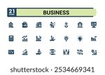 Business solid icon set. Includes finance, business strategy, financial, business, investment and more. Minimalist thin filled icon. Editable vector illustration.