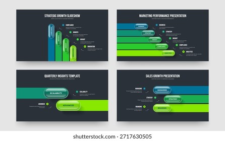 Solución empresarial 4 5 2 Colección de diseño de presentación de diapositivas de infografía de 3 pasos. Creative Overview Cuatro Cinco Dos Tres Opciones Diagrama Diapositiva Plantilla Ilustración vectorial Paquete.