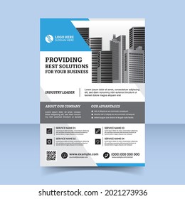 business solution agent simple blue flyer template design