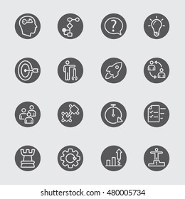 Business solution black circles line icon