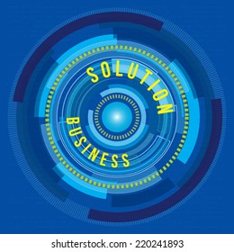 Business solution with blue circle digital background 
