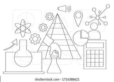 Concepto de solución de negocio sobre fondo blanco. Diseño creativo de ideas. Ilustración vectorial plana para plantilla, folleto o presentación.