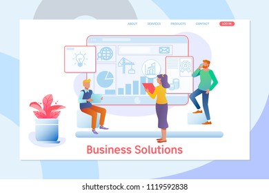Business solution. Consulting, project management, financial report and strategy team