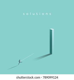 Business solution and creative idea vector concept. Businessman jumping high with pole vault jump. Symbol of achievement, success, motivation and ambition. Eps10 vector illustration.