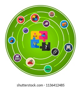 Business solution flat icons concept. Vector illustration. Element template for design.