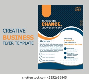 Business Solution Flyer Template Design. Business flyer design template for poster flyer. Graphic design layout with graphic elements and space for photo background. 