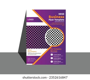 Diseño de plantilla de viajero de soluciones empresariales. Plantilla de diseño de volante de negocios para el volante de afiches. Diseño gráfico con elementos gráficos y espacio para fondo fotográfico. 