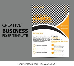 Business Solution Flyer Template Design. Business flyer design template for poster flyer. Graphic design layout with graphic elements and space for photo background. 