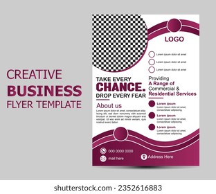 Business Solution Flyer Template Design. Business flyer design template for poster flyer. Graphic design layout with graphic elements and space for photo background. 