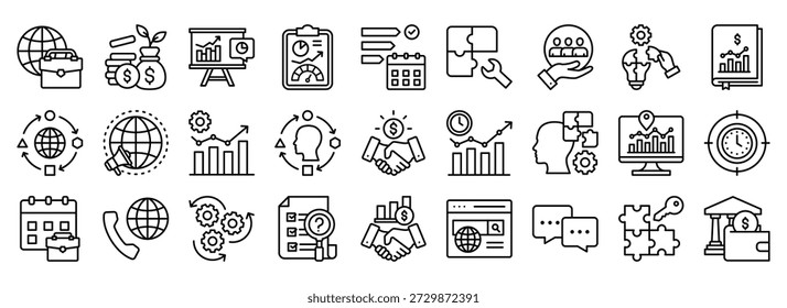 Business Solution icon collection. Containing design strategy, business, solution, success, technology