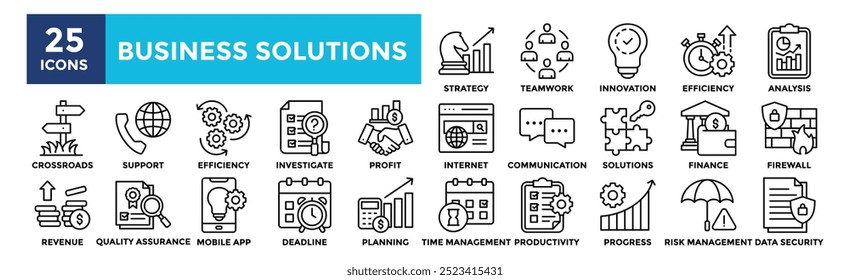 Business Solution icon collection set. Containing design strategy, business, solution, success, technology