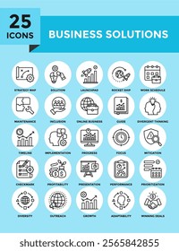 Business Solution icon collection set. Containing design strategy, business, solution, success, technology	