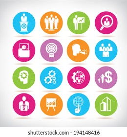 business solution icons set, business management icons set
