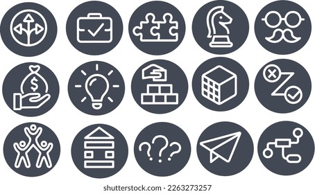 Diseño vectorial de iconos de soluciones empresariales