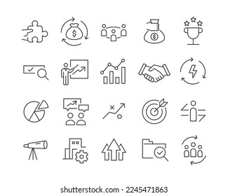 Business Solution Icons - Vektorgrafik-Linie. Bearbeitbarer Stroke.