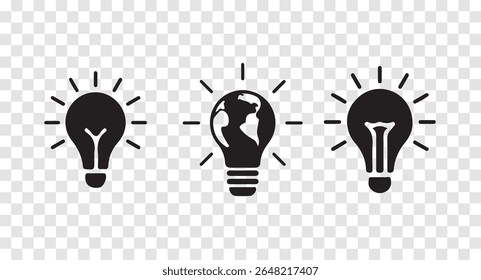 Business Solution Light Bulbs,Mixed Style Icons for Marketing and Strategy,  Creativity, Questions, and Solutions Collection, vector illustration eps 10.