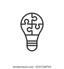 Solución de Negocio, en línea de diseño. Solución, estrategia, innovación, eficacia, gestión, análisis, consultoría sobre Vector de fondo blanco. Solución empresarial, diseño en línea, icono de trazo editable