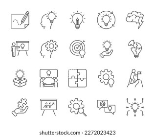 Business solution line icons set vector illustration. Editable stroke