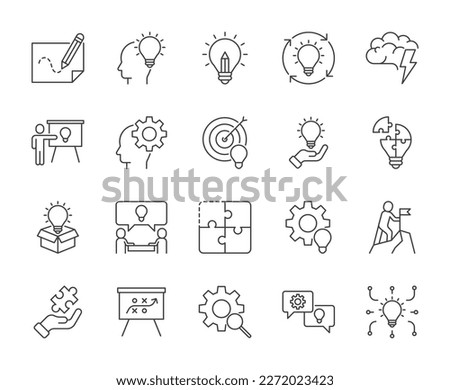 Business solution line icons set vector illustration. Editable stroke