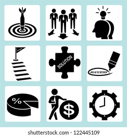 business solution, business management icon set, vector