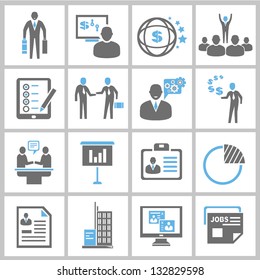 business solution and business management icons set, vector