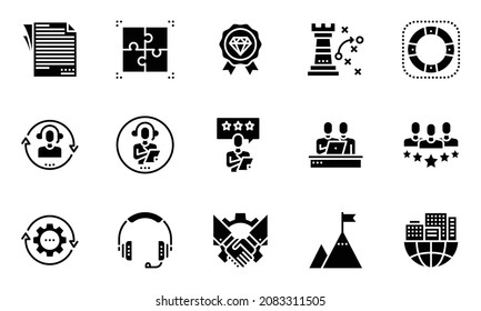 Business Solution Management Line Icons, support, relationship, premium