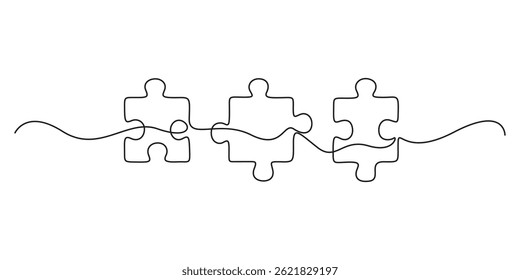 Rompecabezas de concepto minimalista de solución de negocios en un dibujo de línea continua. Rompecabezas de estilo de arte de una sola línea. Ilustración vectorial