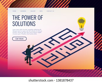 business solution with new idea solution isometric