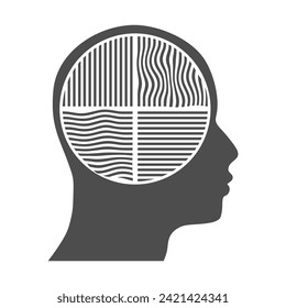 Business solution, possible idea variant, various flexible. Problem solving ways. Lines inside of human head. Memory and solution, searching and thinking concept.