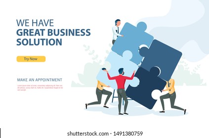 Business solution program with flat design concept 