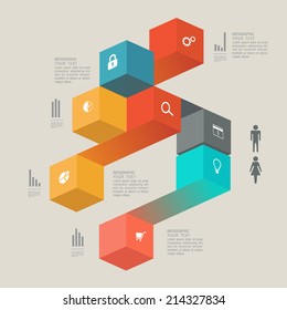 Business Solution Puzzle, linear Concept. Elements are on different layers. Easy to manipulate: change colors, move elements.