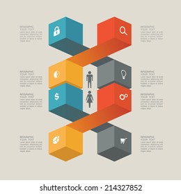 Business Solution Puzzle, linear Concept. Elements are on different layers. Easy to manipulate: change colors, move elements.