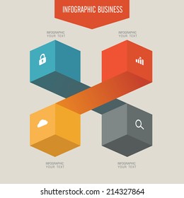 Business Solution Puzzle, linear Concept. Elements are on different layers. Easy to manipulate: change colors, move elements.