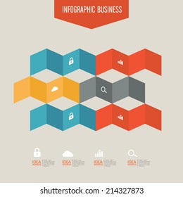 Business Solution Puzzle, linear Concept. Elements are on different layers. Easy to manipulate: change colors, move elements.